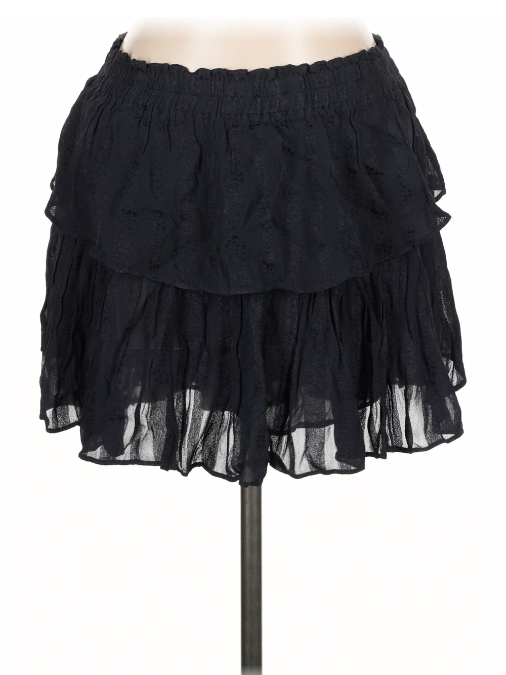 🖤 LoveShackFancy Black Tiered Ruffle Mini Skirt Size Large 🌸